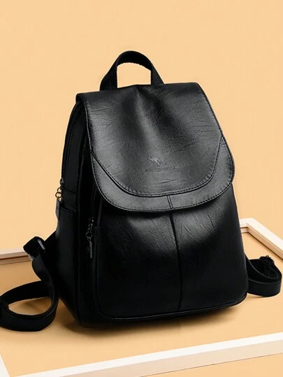Women's High-Quality Genuine Leather Backpack, Suitable For Girls' Casual Daily Use Backpack, Retro Black Backpack, Suitable For Girls' School Bag