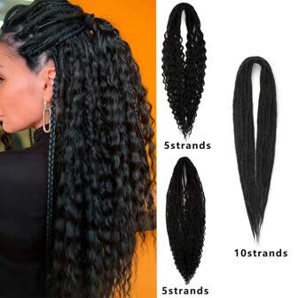 20Pcs Double Ended Curly Boho Dreads Mixed Set Synthetic Hair Extension Single Ended Fake Thin Wavy Dreadlock Extensions Curly Ends For Women