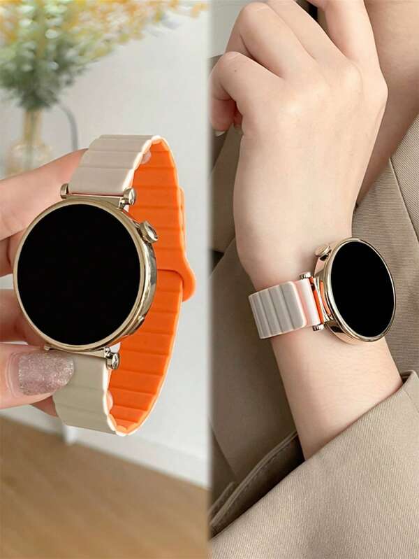 Pulseira magnética de silicone de 18 mm/20 mm/22 mm compatível com Samsung Galaxy Watch 3/4/5/6, GT5/4/3, Garmin, Amazfit Smartwatches