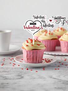 12 chiếc cờ trang trí tiệc ngày lễ tình nhân, bánh cupcake, đồ trang trí bánh tự làm cho tiệc ngày lễ tình nhân - Nhiều màu - Xem 5