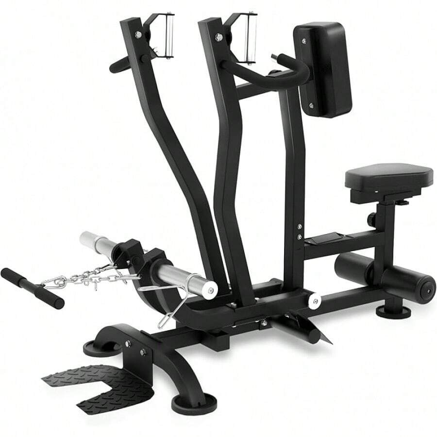 Seated Row Machine Back Workout: Back Row Machine Exercise Plate Loaded Gym Equipment T Bar Bicep Curl - 黑色 - 查看 1