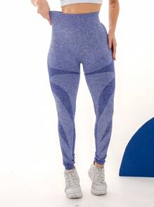 Calça Legging Esportiva Academia Levanta Bumbum Sem Costura Cintura Alta C25 - Azul - Visão 4