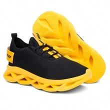 Comfortable Men's Sports Shoes With Cloud Technology - 黑色和黃色 - 查看 5
