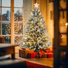 LILIIN Kunstlicher Weihnachtsbaum 150 cm 180 cm 210 cm Premium Tannenbaum Künstlich mit Schnee-Effekt und Beleuchtung LED Warmes Weiß Naturgetreuer Christbaum mit Metallständer für Weihnachten-Dekoration - 150 cm - Übersicht 7
