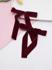 2pcs Sweet Girl's Black & Red Bow Fabric Hair Clips, Ballerina Style, Cute & Simple, Suitable For Everyday, Party, Festival Matching,Hair Accessories,Hair Barrettes Claw Clips - Black - View 25
