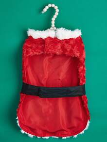 1 件全新可调节钩环黑色腰带红色圣诞毛绒服装适合大型犬，圣诞老人变身服装 - 彩色 - 查看 5