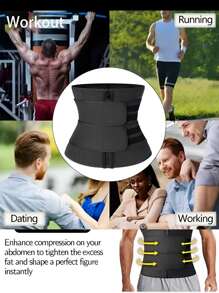 Entrenador de cintura de 3 colores para hombres, dos cinturones de cintura, fabricado en neopreno, cinturón deportivo para la cintura, cinturón moldeador y elevador, diseño con cremallera - Negro - Ver 7