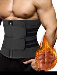 Men's 3-Color Waist Trainer, Two Waist Belts, Made Of Neoprene, Sports Waist Cincher, Shaping Lifting Belt, Zipper Design