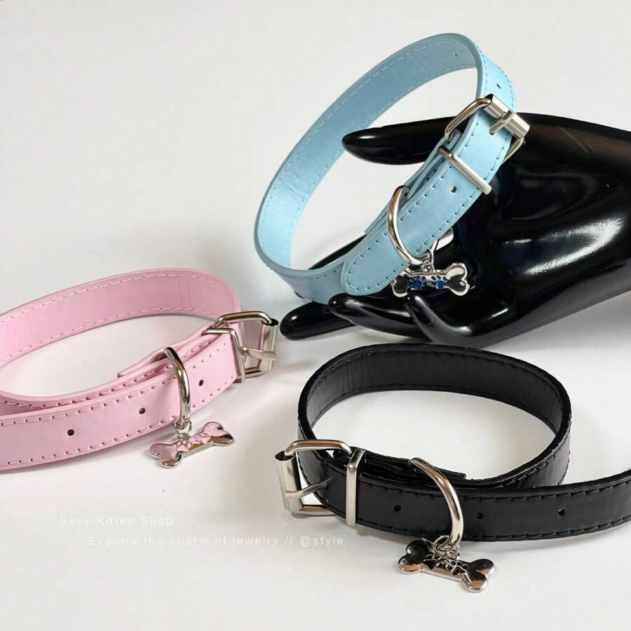 1 chiếc vòng cổ choker bằng da hình móng vuốt và xương chó thời trang phong cách Punk nhiều màu sắc, phụ kiện trang sức dự tiệc Y2K ngọt ngào và sành điệu dành cho phụ nữ - Nhiều màu - Xem 1