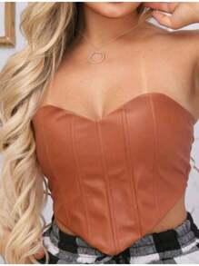 Cropped Strapless Corset, Cropped, Cropped For Going Out, Cropped For Parties. - Màu vàng - Xem 3