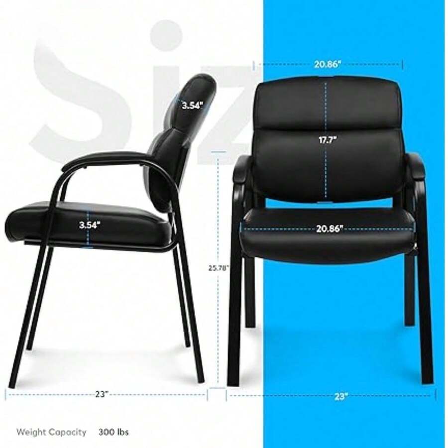 Leather Guest Chair With Padded Arms, Reception Meeting Conference