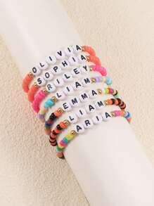 Customizable Candy Color Seed Bead Bracelet, Handmade Letter Bead Customizable Name, Slogan, Location, Date, Album Name, Concert Merchandise, Suitable For Birthday, Valentine's Day, Anniversary Celebration, Gift For Dad, Mom, Girlfriend, Boyfriend, Friends