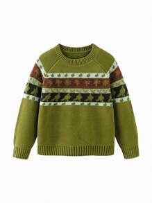 mini bala Bộ sưu tập áo len mềm mại Jacquard vui nhộn cho bé trai và bé gái Thu/Đông - màu xanh lá - Xem 4