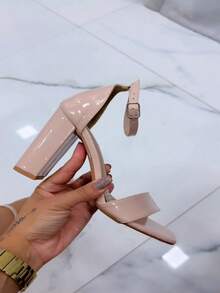 Sandal, Heel, Women's Footwear, Shoe, Nude Sandal, Inspiration Sandal, Block Heel, Thick Heel, Square Heel - Màu be - Xem 2