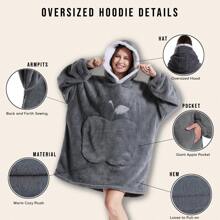 Wearable Blanket Hoodie For Women And Men, Hooded Blanket For Adults Fluffy Plush Blanket Sweatshirt Warm Cozy Gifts For Mom Christmas And New Year Gifts Popular Choice French Hooded Thick Velvet Casual Robe Outdoor Winter Clothes, Lazy Hoodie - Wearing blanket - Adult 90cm - Light gray - USA - View 2