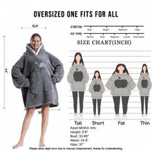 Wearable Blanket Hoodie For Women And Men, Hooded Blanket For Adults Fluffy Plush Blanket Sweatshirt Warm Cozy Gifts For Mom Christmas And New Year Gifts Popular Choice French Hooded Thick Velvet Casual Robe Outdoor Winter Clothes, Lazy Hoodie - Wearing blanket - Adult 90cm - Light gray - USA - View 5