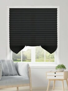 1pc Solid Color Shade No Tools Original Light Filtering Pleated Fabric Shade, Self-Adhesive Design, UV Protection, Blackout, Insulating, Lightweight, Fade-Resistant, Minimalist Pleated Curtains – Suitable For Bedroom, Living Room, Office, Bathroom. Gifts Birthday Graduation - Black - View 2