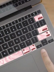 1 set de stickers de clavier rose rêveur et violet - motif mignon d'astronaute de bande dessinée, convient pour les ordinateurs portables Pro13.3 pouces, en matériau PVC jouant le rôle d'embellissement du clavier de l'ordinateur portable anti-rayures, soit à décoller et à coller, soit de 4,72*4,01 pouces