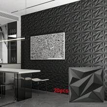 1 件/10 件/20 件/30 件钻石形装饰 3D 墙板，30 厘米 X 30 厘米哑光黑色，DIY 家居装饰墙贴 - 黑色 - 查看 14