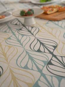 Tokoto 1pc Bohemian Style Multicolor Leaf Print Rectangular Tablecloth, Handcraft Linen Home Decor Placemats With Beige Tassel, Suitable For Festivals, Bedroom, Kitchen, Dining Room, Hotel, Outdoor, All Seasons - Multicolor - View 6