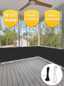 Balcony Privacy Screen Fence Balcony Balcony Fence Covering Sun Shade Sail Net Barrier UV Protection For Apartments Railing Patio Porch - Black - View 1