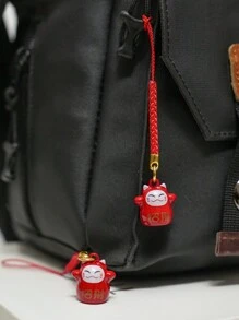 1pc Japanese Lucky Cat Keychain - Cute Maneki Neko Bell Charm, Perfect For Bags, Phones, And Keys, Adorable Lucky Cat Pendant With Omamori Charm For Prosperity And Protection