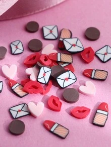 Ngày lễ tình nhân Nghệ thuật làm móng tay Bùa yêu dễ thương Son môi Trái tim Lát đất sét mềm Phụ kiện làm móng tay DIY Thiết kế móng tay lãng mạn - Nhiều màu - Xem 6