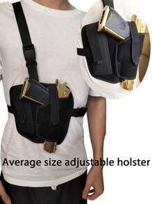 Portable Outdoor Tactical Pistol Holster, Adjustable Left/Right Quick Draw Handgun Pouch, Chest Rig Fit For Persons Under 90KG - Black - View 3