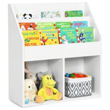 Homasis Kids Wooden Bookshelf Bookcase Children Toy Storage Cabinet Organizer - White - View 1