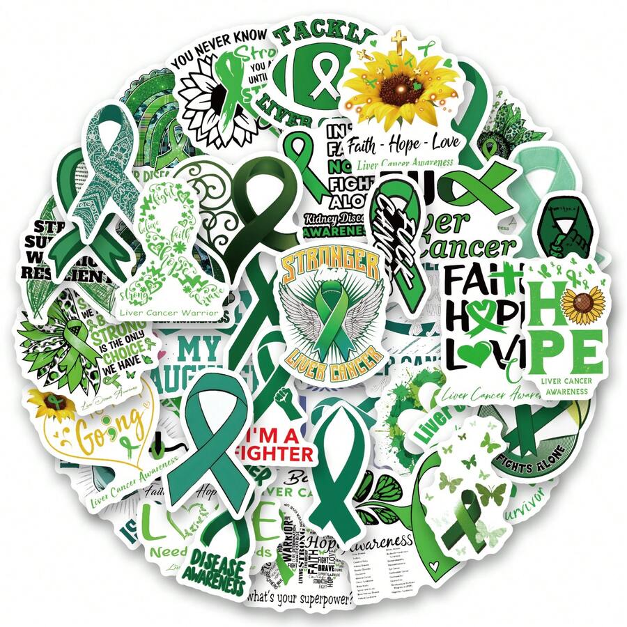 60PCS Liver Cancer Awareness Stickers Scrapbook, Journaling, Laptop