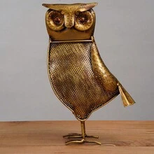 Bbh Homes Llc BBH Homes Antique Gold Owl Tea Light Candle Holder Large 13x7 Small 10x5 -Friendly - Gold - View 6
