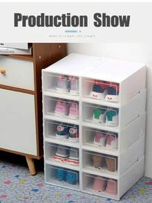 Cajas de almacenamiento de zapatos a prueba de polvo, caja apilable, organizador de zapatos 6pz - Multicolor - Ver 8