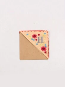 1 pieza, Punto de libro de esquina personalizado bordado a mano, 26 letras bordadas a mano en fieltro, punto de libro de bordado de flor linda para amantes de la lectura, regalo significativo, vuelta al colegio