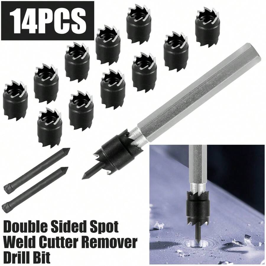 14Pcs Spot Weld Cutter Set High Speed Steel Double Sided Spot Weld