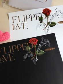 Valentinstag Gold Folie minimalistisches Blumen Geschenkpapier, wasserfestes Kraftpapier mit englischem Buchstaben Blumenmuster für Blumenstrauß Verpackung, Schulanfang, Valentinstag