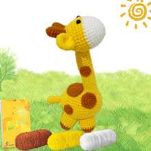 DIY Yellow Giraffe Crochet Kit For Beginners With Step-By-Step Video Tutorials And Text Version Illustration Knitted Easy To Understand And Learn How To Crochet Animal Kit With Crochet Hooks For Creative Festival And Birthday Gift - Yellow - View 1