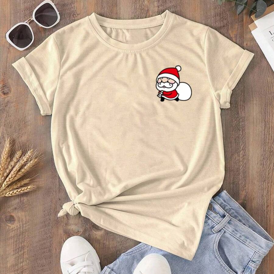 Camisa camiseta t-shirt natal "Papai Noel fofo" - Branco - Visão 1