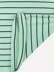 K&K FASHION Ribbed Striped T-Shirt - Lime Green - View 6