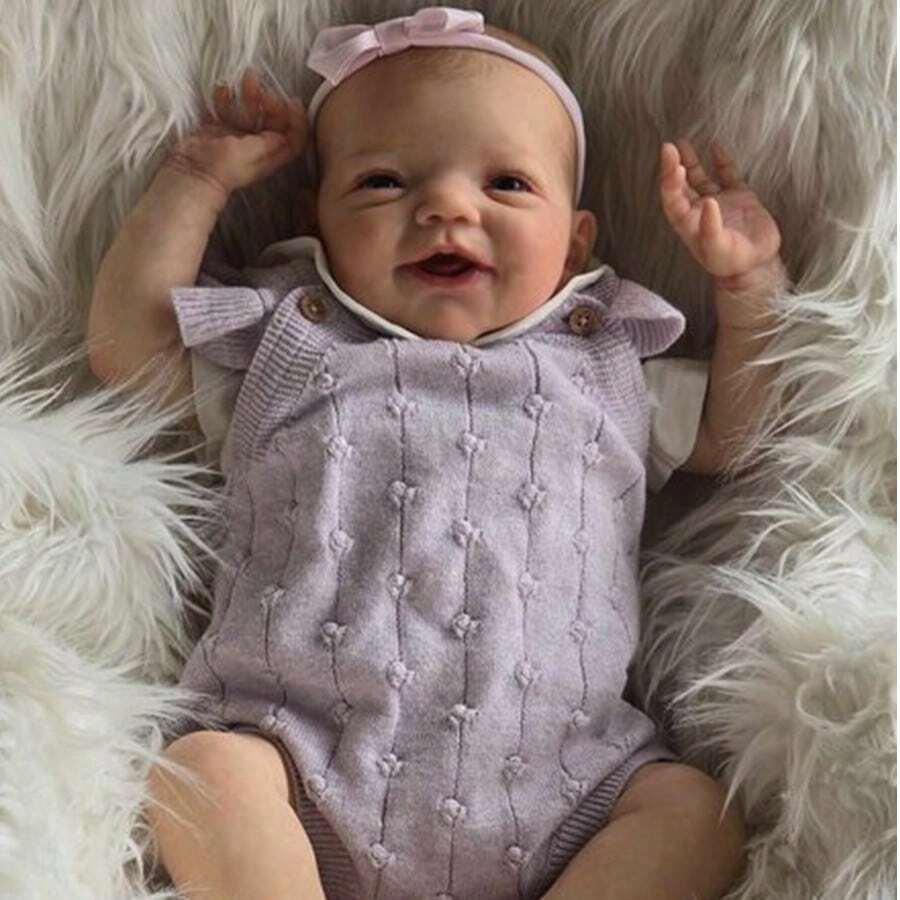 20 Inch 50 CM Reborn Baby Doll Soft Cloth Body Girl Doll New Reborn Baby Dolls Realistic Soft Silicone Vinyl Reborn Doll Hand-Painted Hair For Kids - 彩色 - 查看 1