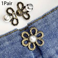 1/2/4 pares de hebillas de cintura con diseño floral, ajustadores de cintura para faldas y pantalones vaqueros - Hebillas desmontables para ajustar el tamaño de la cintura de pantalones y faldas sin necesidad de coser, herramienta perfecta para ajustar la cintura
