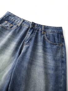 Women Wide Leg Jeans Low Rise Baggy Straight Leg Jeans Loose Boyfriend Jeans Casual Denim Pants Y2k Streetwear - 藍色 - 查看 8