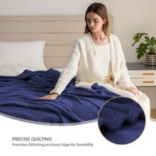 Good Nite 1 Pc Fluffy Fleece Blanket Large Soft Throw For Sofa And Bed Warm Cozy Blanket For Adults Machine Washable Perfect For Living Room And Bedroom - Navy Blue - View 5