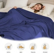Good Nite 1 Pc Fluffy Fleece Blanket Large Soft Throw For Sofa And Bed Warm Cozy Blanket For Adults Machine Washable Perfect For Living Room And Bedroom - Navy Blue - View 7