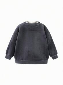 mini bala Boys' And Girls' Warm Two-In-One Cute Top 2024 Winter New Collection - Grey - View 5
