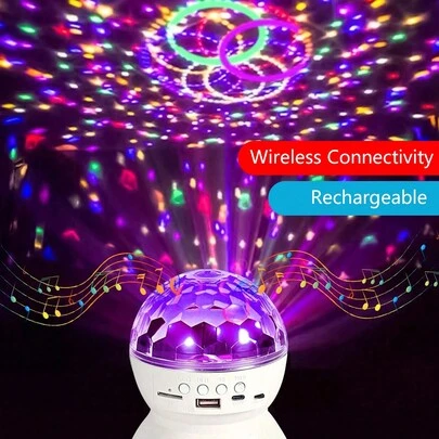 1 件 LED 无线 7 色灯、KTV 彩色旋转投影灯、可充电水晶球灯、户外扬声器圣诞舞台灯、迪斯科球家庭派对灯