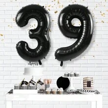 1/2 件黑色 40 英寸巨型数字铝箔气球适用于 16 岁、18 岁、20 岁、21 岁、25 岁、30 岁、40 岁、50 岁、60 岁、70 岁、80 岁生日派对、周年纪念和其他庆祝装饰 - 黑色 - 查看 48