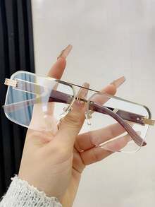 1 chiếc kính mát Plano cơ bản trang trí bằng kim loại, thường ngày để đeo hàng ngày - màu nâu - Xem 6