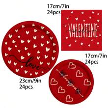 Bộ đồ ăn tiệc chủ đề tình yêu 24/72 món, bao gồm đĩa giấy hình trái tim 9in/7in, khăn ăn, hoàn hảo cho ngày lễ tình nhân, lễ đính hôn, đám cưới, kỷ niệm, tiệc tùng, trang trí lễ kỷ niệm trở lại trường ngày lễ tình nhân - Nhiều màu - Xem 13