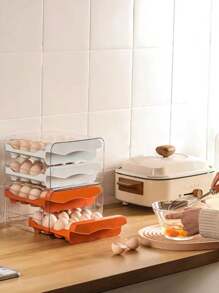 Acrylic Egg Holder Organizer 2 Tiers Capacity For 32 Eggs For Multipurpose Refrigerator - 橘色 - 查看 7