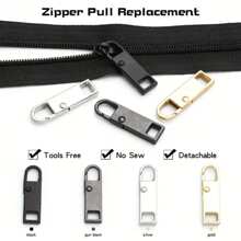 Zipper Pull Replacement Pack - 4/8 Pcs Quick Fix Zipper Heads, Easy Install, Tool-Free Zip Sliders For Luggage, Jackets, Backpacks, Boots, Multi-Size Detachable Hooks - Durable Universal Repair Kit